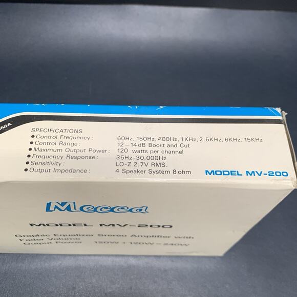 Vintage Mecca Graphic Equalizer Stereo Amplifier Fader Volume Model MV-200 NOS - Picture 7 of 9